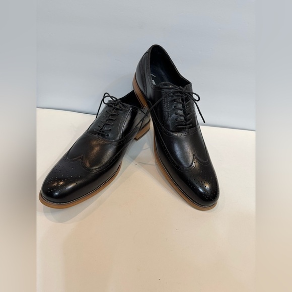 Men’s Stacy Adams Black Wingtip Oxford Dress Shoes NOS size 15 Wide - Picture 2 of 11